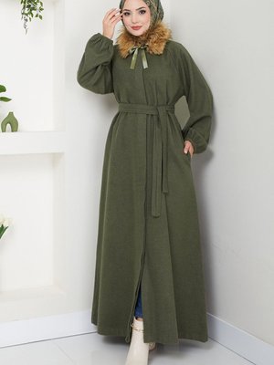 Yakası Kürklü Kaban M Haki