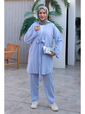 Bağlama Detaylı Kimono Takım Pastel Mavisi Bağlama Detaylı Kimono Takım Pastel Mavisi