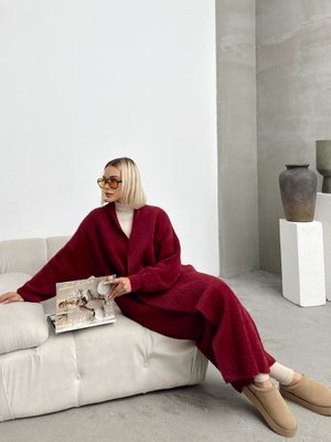 Bordo Uzun Salaş Triko Hırka