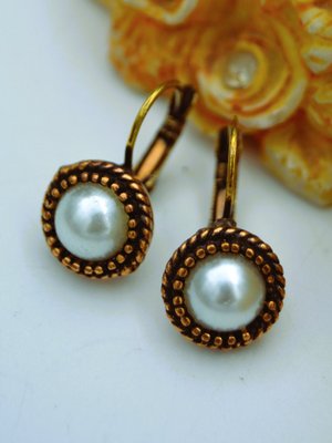 İncili Vintage Küpe Cok Renkli