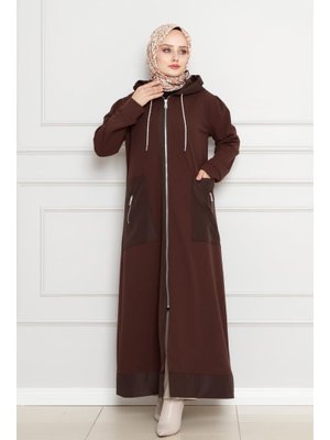 Kahverengi Torba Cep Kapüşonlu Kap Kahverengi Torba Cep Kapüşonlu Kap