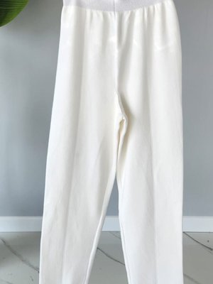Elegante Pamuklu Triko Pantolon Ekru Elegante Pamuklu Triko Pantolon Ekru