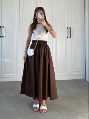 Premium Beli Lastikli Cepli Poplin Beyaz Etek