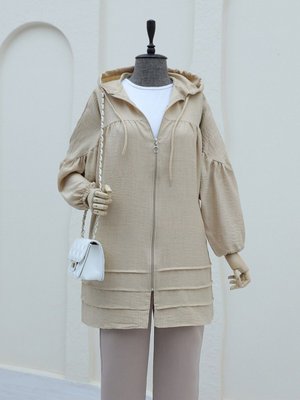 Robadan Piliseli Çift Cepli Kapüşonlu Kap