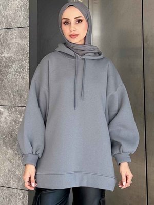 Üç İplik Balon Kol Sweatshirt