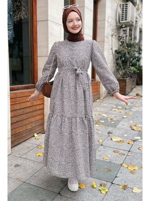 Emla Zebra Desen Camel Elbise