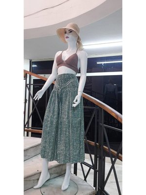 Yeşil Beli Lastikli Astarlı Uzun Etek Yeşil Beli Lastikli Astarlı Uzun Etek