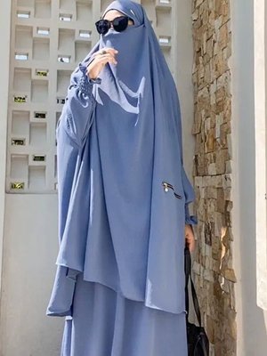 İnara Ferace Afgan Takımı Kaydırmaz Peçeli Ve Cepli Krem Renk