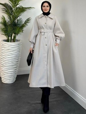 Valery Kolu Manşetli Kemerli Astarlı Kaşe Kaban Taş Valery Kolu Manşetli Kemerli Astarlı Kaşe Kaban Taş