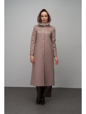 Bej Kapüşonlu Çıt Kapamalı Yün Karışımlı Uzun Kap Bej Kapüşonlu Çıt Kapamalı Yün Karışımlı Uzun Kap