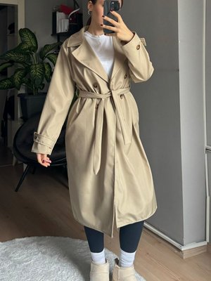 Klasik Model Trençkot Krem Klasik Model Trençkot Krem