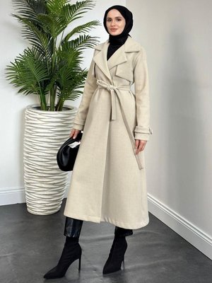 Lucky Astarlı Kaşe Kaban Krem Lucky Astarlı Kaşe Kaban Krem