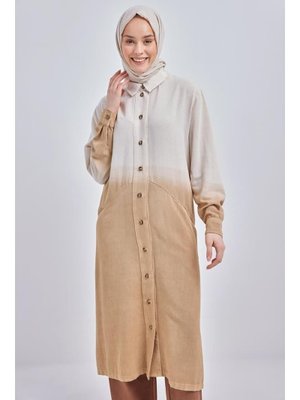 Vizon Degrade Keten Gömlek Tunik