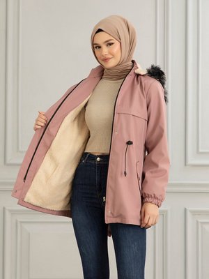 İçi Kürklü Su İticili Bondit Kumaş Mont