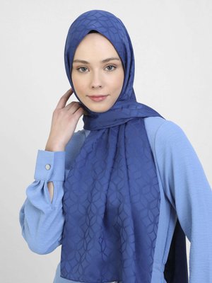 Kot Mavi Diamond Yaprak Desen Şal