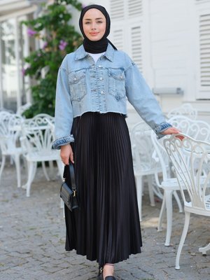 Çift Cepli Kot Ceket Buz Mavi Çift Cepli Kot Ceket Buz Mavi