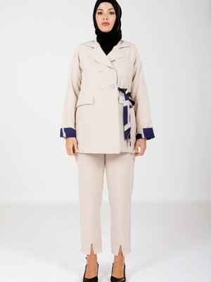 Taş Kolları Detaylı Ceket Ve Pantolon Takım Taş Kolları Detaylı Ceket Ve Pantolon Takım