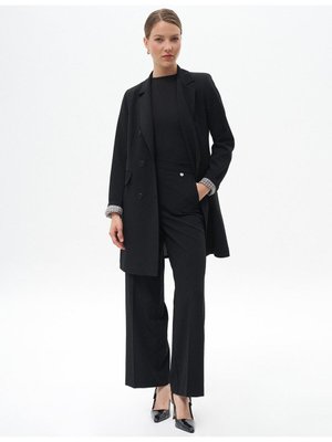 Ütü İzli Geniş Paça Pantolon Siyah