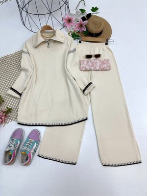 Nakışlı Triko İkili Tesettur Takım Std Beden]