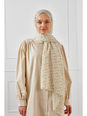 Açık Kahverengi Desenli Şal