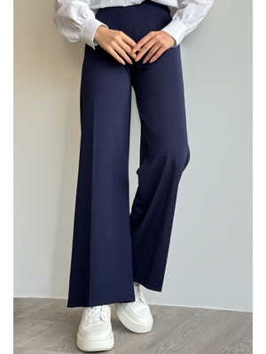 Lacivert Bol Paça Beli Lastikli Pantolon Lacivert Bol Paça Beli Lastikli Pantolon
