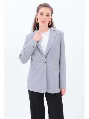 Gri Astarlı Blazer Ceket