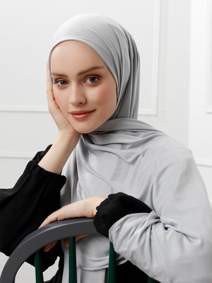 Gümüş Rengi Likralı Penye Şal