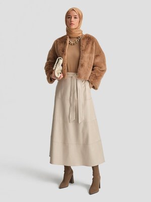 Bağlamalı Deri Etek