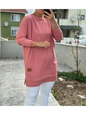 Büyük Beden Fitilli Kumaş Armalı Tunik