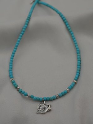 Turkuaz Salyangoz Figürlü Kolye