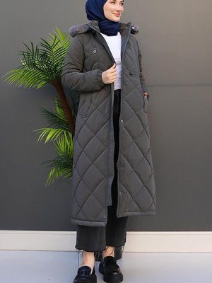 Clara Kürklü Mont Koyu Gri Clara Kürklü Mont Koyu Gri