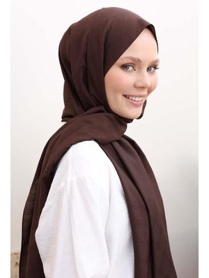 Acı Kahve Desenli Pamuk Viskon Şal