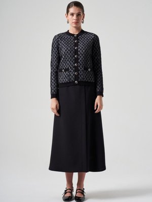 Çift Renk Angora Siyah Ekru Hırka