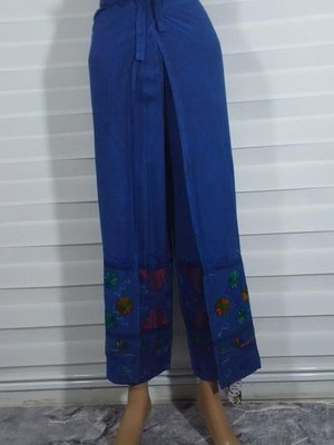 Saks Mavi Otantik Nakış İşlemeli Harem Şalvar Bulmaca Pantolon Saks Mavi Otantik Nakış İşlemeli Harem Şalvar Bulmaca Pantolon