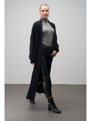 Siyah Uzun Salaş Triko Hırka