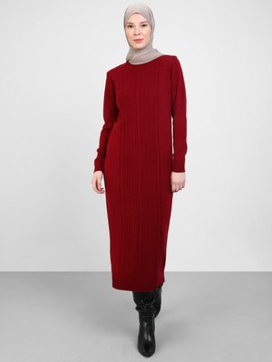 Bordo Triko Elbise Bordo Triko Elbise