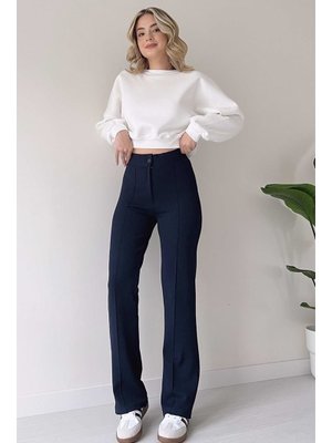 Lacivert Yüksel Bel İspanyol Paça Palazzo Pantolon Lacivert Yüksel Bel İspanyol Paça Palazzo Pantolon