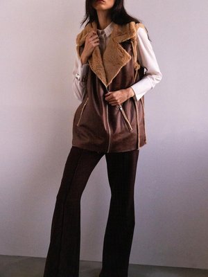 İçi Kürklü Suni Deri Yelek