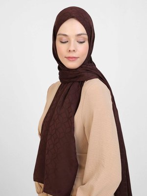 Acı Kahve Diamond Yaprak Desen Şal