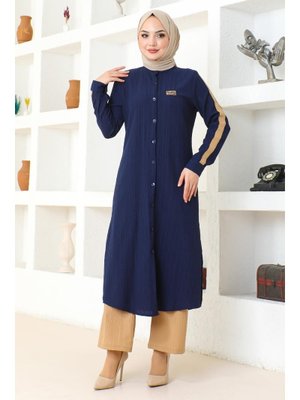 İndigo Arma Detaylı Düğmeli Takım