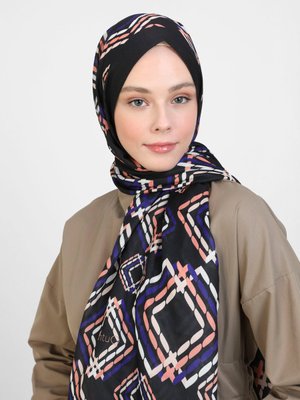 Mürdüm Shantuq Soft Şal Küp Desen Siyah