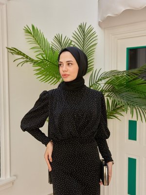 Esnek Simli Abiye Elbise Siyah Esnek Simli Abiye Elbise Siyah