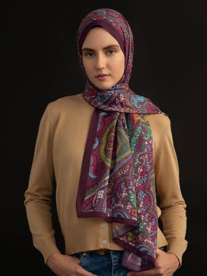 Cok Renkli Etnik Desenli Şal