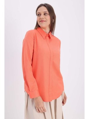 Turuncu Pamuklu Gizli Patlı Gömlek Turuncu Pamuklu Gizli Patlı Gömlek