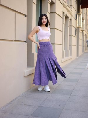 Lila Bohem Yıkamalı Parçalı Beli Lastikli Astarlı Koton Uzun Etek Lila Bohem Yıkamalı Parçalı Beli Lastikli Astarlı Koton Uzun Etek