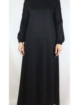 Kristal İki İplik Kol Düğme Detaylı Mevsimlik Elbise Kristal İki İplik Kol Düğme Detaylı Mevsimlik Elbise