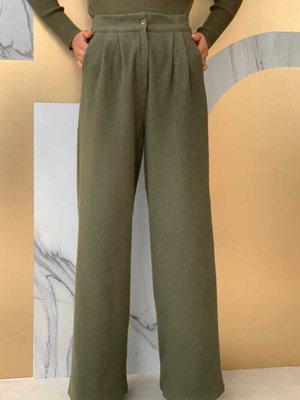 Fermuarlı Cep Detaylı Kaşe Pantolon Haki