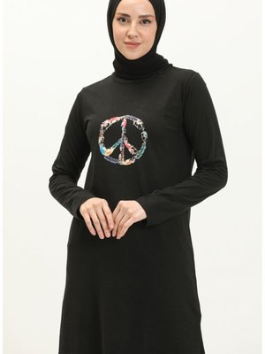 Baskılı Tunik Siyah Baskılı Tunik Siyah