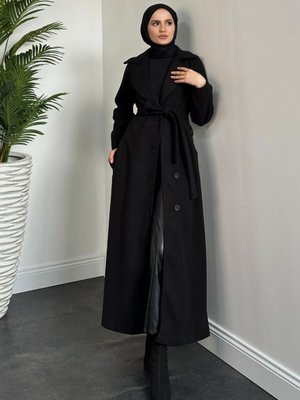 Savanna Astarlı Tam Boy Kaşe Kaban Siyah Savanna Astarlı Tam Boy Kaşe Kaban Siyah