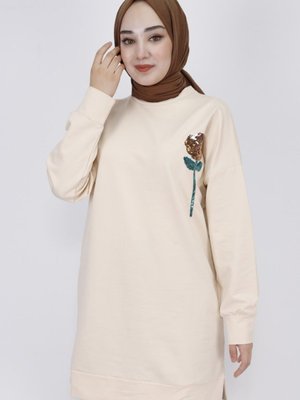 İp Kumaş Pul İşleme Detaylı Sweatshirt İp Kumaş Pul İşleme Detaylı Sweatshirt